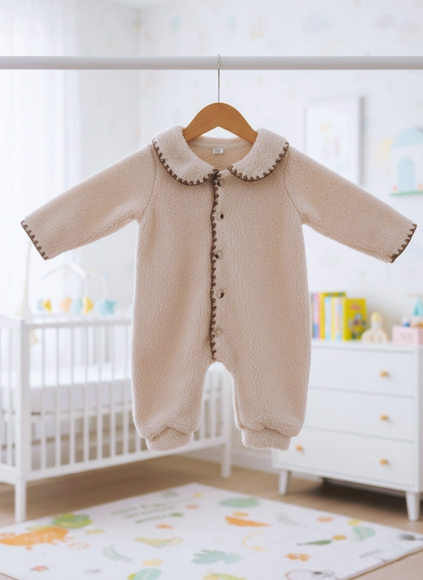 Топъл ромпър - светло-бежаво✨