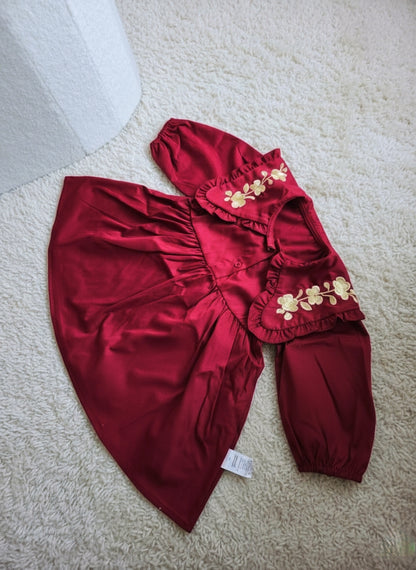 ✨Рокля с бродерия- цвят бордо✨