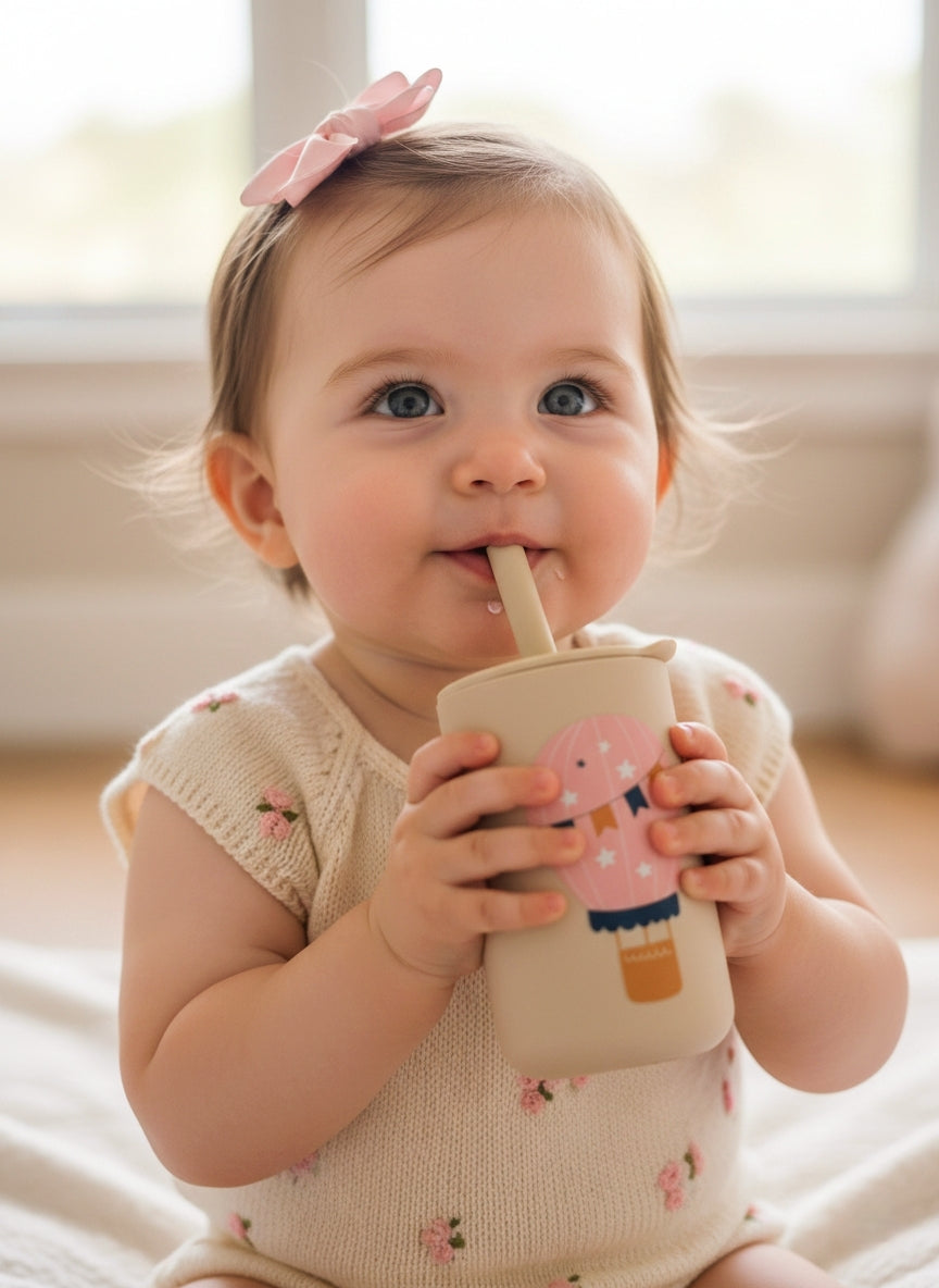 Силиконова чашка със сламка✨