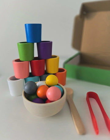 Дървена игра - сортиране по цветове