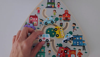 Дървена дъска с превозни средства за местене