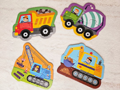 Комплект 4бр. пъзели ✨Строителни машини✨