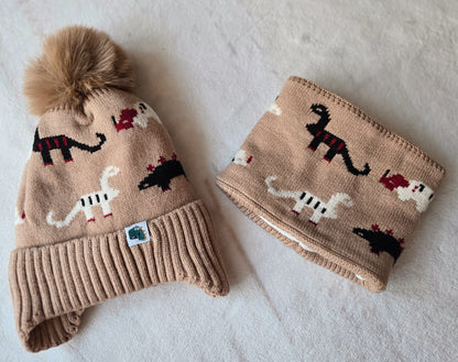 Комплект шапка+шал с динозаври✨